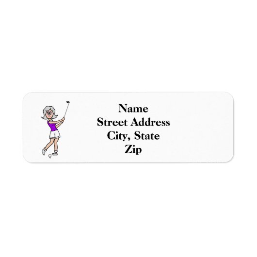 グレーヘアウーマンゴルファー差出人住所ラベル ラベル (正面)