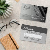 グレーヘアサロンスタイリストモダンアラーム 予約カード