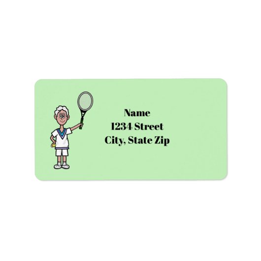 グレーヘアメンテニスプレーヤー住所 シール (正面)