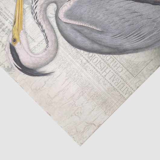 グレーヘロンウォーターリリ池ヴィンテージデカップアート 薄葉紙 (詳細)