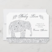 グレーベビーエレファントシャワー招待状 招待状 (正面)