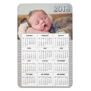 グレーベビー写真2018カレンダー冷蔵庫マグネット マグネット