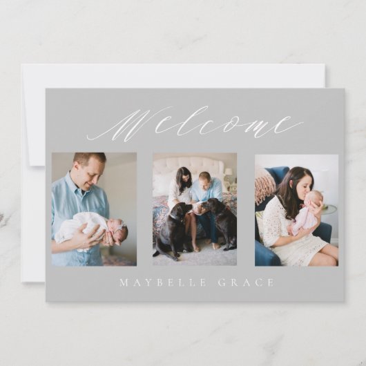 グレーベビー数々のフォトベビーの発表 案内状 (正面)