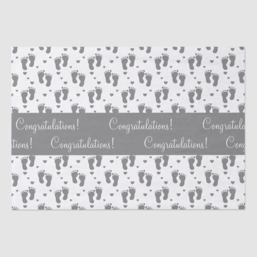 グレーベビー機器シンボルとハート 薄葉紙 (正面)