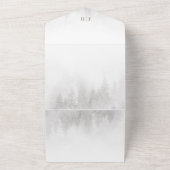 グレーベージュの水色の常緑樹結婚林 オールインワン招待状 (外側)