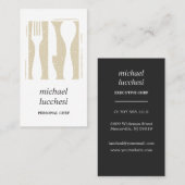 グレーベージュカトラリー|シェフケータリングフードレストラン 名刺 (正面/裏面)