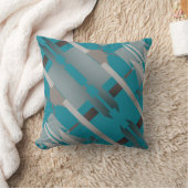 グレーベージュターコイズ南西部ルックスタンドモザイク クッション (ブランケット)