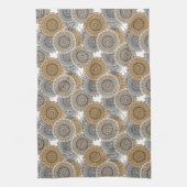 グレーベージュパターンアラビアマンダラオリエンタルスタイル キッチンタオル (縦)