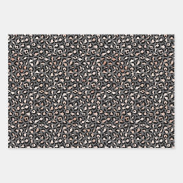 グレーベージュピーチバラレオパードプリントラッピング紙 ラッピングペーパーシート