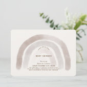 グレーベージュレインボーウォーター色ベビーシャワー 招待状 (スタンド正面)