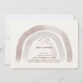 グレーベージュレインボーウォーター色ベビーシャワー 招待状 (正面)