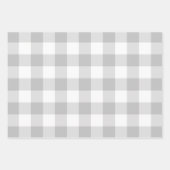 グレーベージュージージグリーンジンガムチェックプレイド ラッピングペーパーシート (正面)