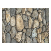 グレーベージュ大きい石の石壁 テーブルクロス (正面(横))