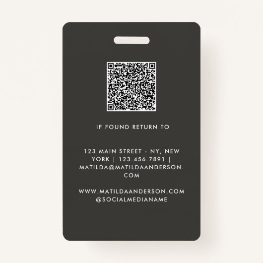 グレーベージュQRコードモダン写真ミニマル抽象芸術 バッジ (裏面)