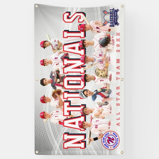 グレーベースボールチームバナパーソナライズされた- 横断幕 (縦)