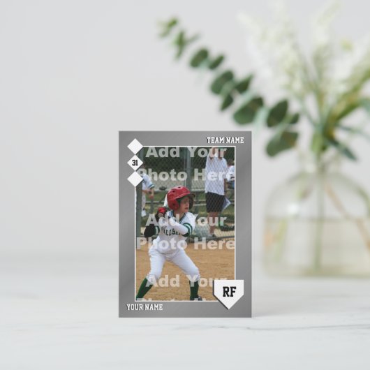 グレーベースボールトレーディングカード – カスタム統計 コーリングカード (スタンド正面)
