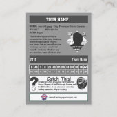 グレーベースボールトレーディングカード – カスタム統計 コーリングカード (裏面)