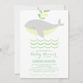 グレーホエールベビー男女兼用シャワー招待状 招待状 (正面)