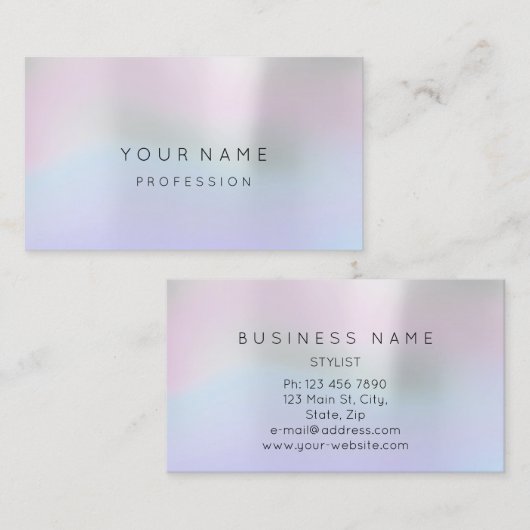 グレーホログラフ抽象芸術ミニマルシルクメタリック 名刺 (正面/裏面)