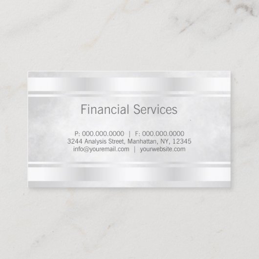 グレーホワイトとシルバーのバー縁どプロフェッショナル 名刺 (裏面)