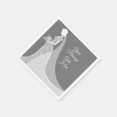 グレーホワイトのエレガントなレースのドレスを着た ブライダルシャワーのナプキン スタンダードカクテルナプキン (角)