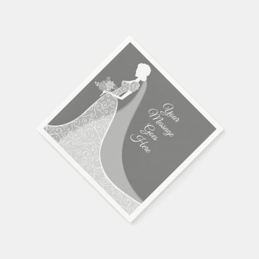 グレーホワイトのエレガントなレースのドレスを着た ブライダルシャワーのナプキン スタンダードカクテルナプキン (角)