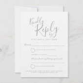 グレーホワイトのハートウェディング返信 RSVP 招待状 (裏面)