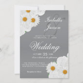 グレーホワイトのフラワーウェディング 招待状 (正面)