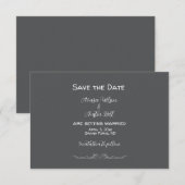グレーホワイトのミニマルウェディング セーブザデート (正面/裏面)