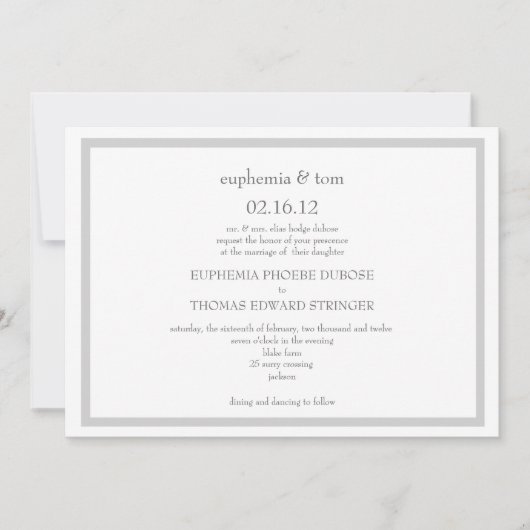 グレーホワイトの結婚式招待状 招待状 (正面)