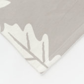 グレーホワイトの葉 ヴィンテージライン 葉の模様 フリースブランケット (角)