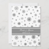グレーホワイトの雪の冬の結婚式招待状カード 招待状 (裏面)