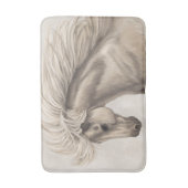 グレーホワイトアイボリーホースワイルドマネ バスマット (正面縦)