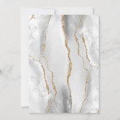 グレーホワイトアゲート金ゴールドグリッターファーストホーリーコミュニオン 招待状 (裏面)