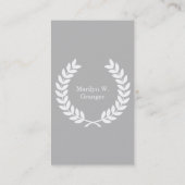 グレーホワイトウィートローレルリースイニシャルモノグラム 名刺 (裏面)