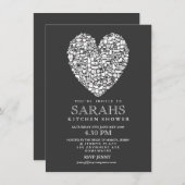 グレーホワイトキッチンティーブライダルシャワーパーティー招待状 招待状 (正面/裏面)