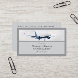 グレーホワイトコマーシャル機長パイロット 名刺