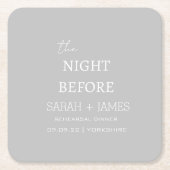 グレーホワイトザナイトリハーサルディナーパーティー スクエアペーパーコースター (正面)