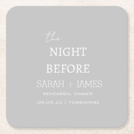 グレーホワイトザナイトリハーサルディナーパーティー スクエアペーパーコースター