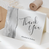 グレーホワイトシルバー結婚アゲートありがとう カード