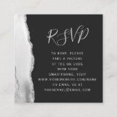 グレーホワイトシルバーAgate石板結婚のQRコードRSVP エンクロージャーカード (正面)