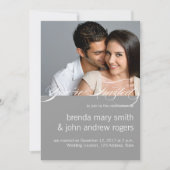 グレーホワイトシンプルフォトモダン結婚式招待状 招待状 (正面)