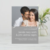 グレーホワイトシンプルフォトモダン結婚式招待状 招待状 (スタンド正面)