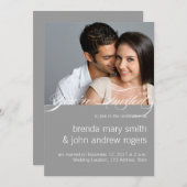グレーホワイトシンプルフォトモダン結婚式招待状 招待状 (正面/裏面)
