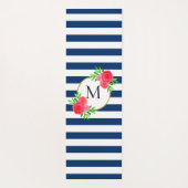 グレーホワイトストライプズシック熱ピンクフローラモノグラム ヨガマット (裏面)