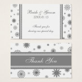 グレーホワイトスノーフレーク冬の結婚式メッセージカード (正面&裏面)