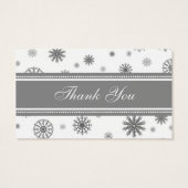 グレーホワイトスノーフレーク冬の結婚式メッセージカード (裏面)