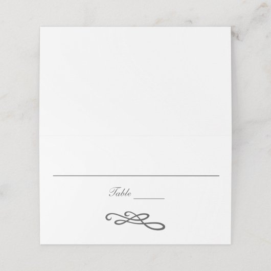 グレーホワイトスワールフローリッシュシンプル伝統的 プレイスカード (外部開封)