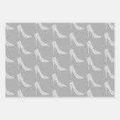 グレーホワイトダイヤモンドハイヒール靴ウェディング ラッピングペーパーシート (正面)