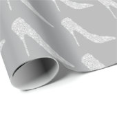 グレーホワイトダイヤモンドハイヒール靴 ウェディング ラッピングペーパー (ロールコーナー)